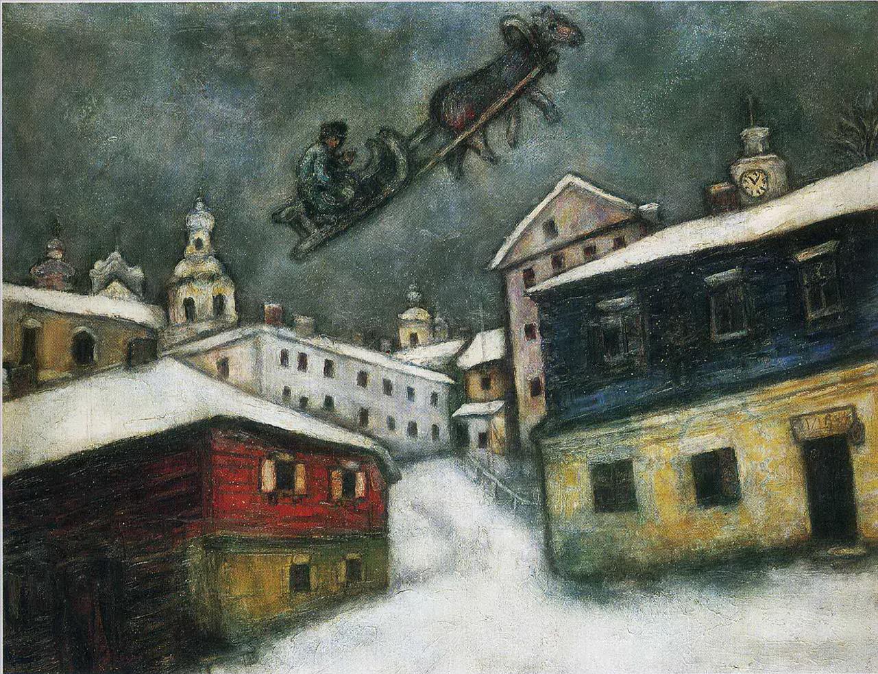 ロシアの村現代マルク・シャガール油絵